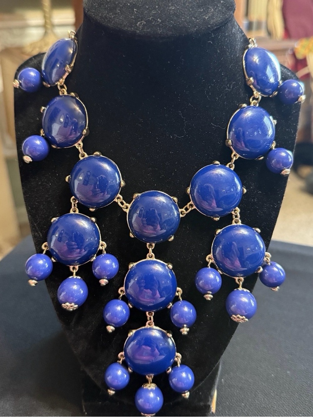 Bold Blue Statement Bib Necklace - Women Jewelry